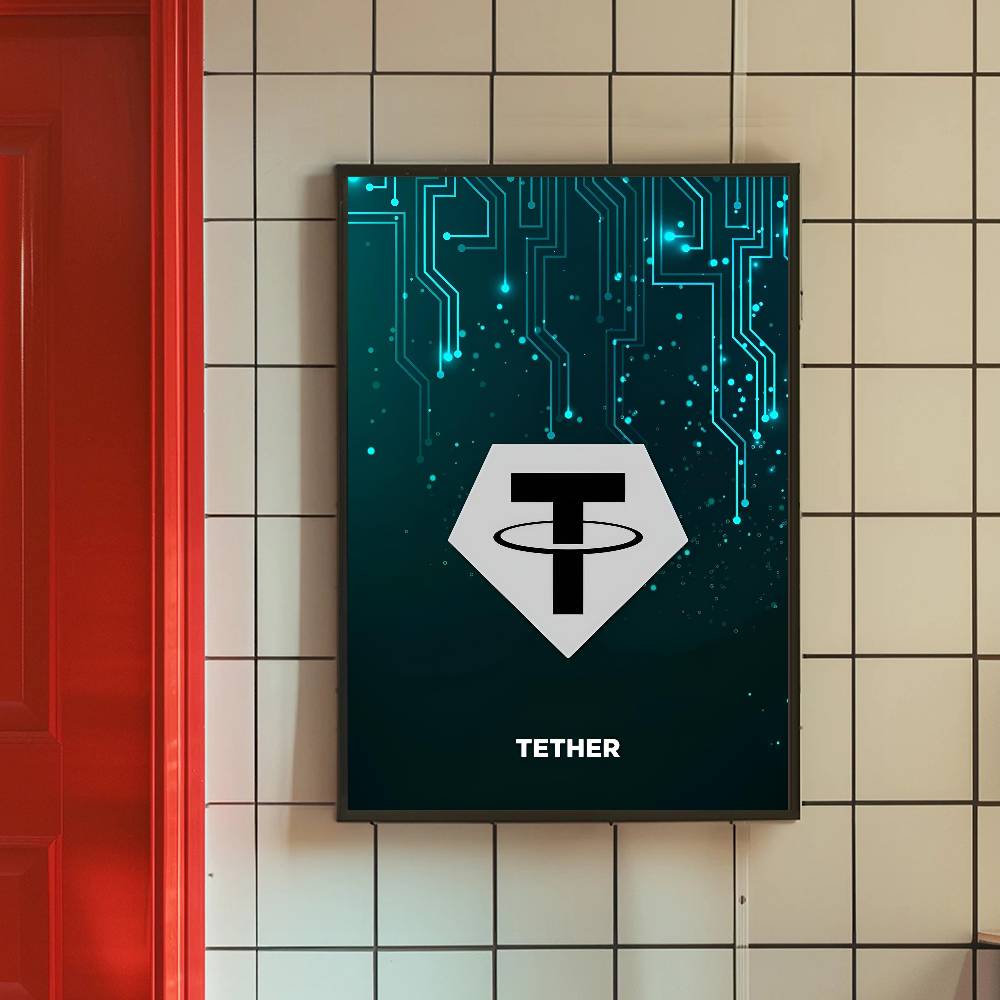 테크 회로 암호화폐 심볼 포스터 디지털 코인 로고 기하 - Office Tech Logo 리뷰 및 가격
